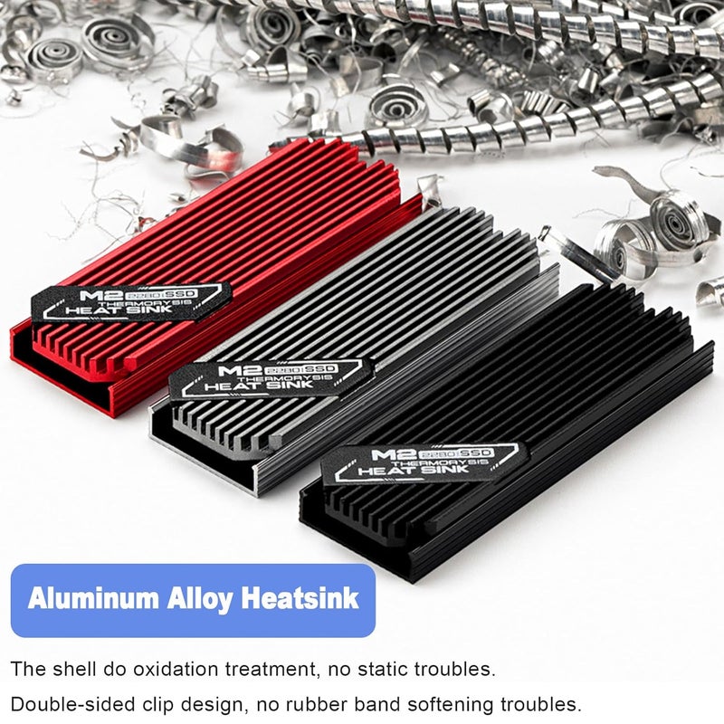 ASTARON M.2 Heatsink 2280 SSD Cooler with Nano Thermal Pads (1mm and 0.5mm) 2280 NVME M2 Thermal Pad Heat Sink for PC/PS5/Gaming Laptops (Red) - Image 5